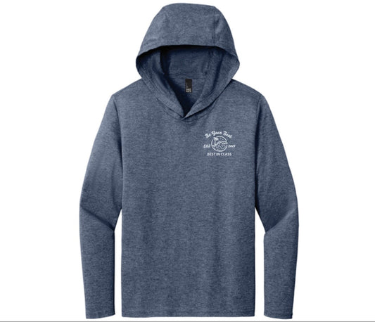 Heather navy hoodie with chest BIC logo